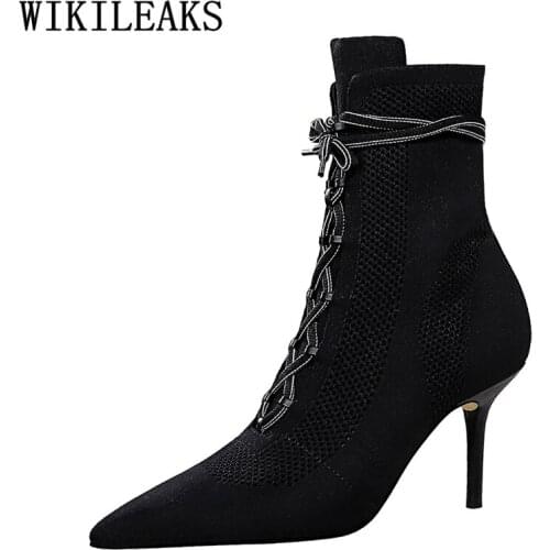 Lace Up Boots High Heels Boots Women Sexy Boots Women Shoes Autumn Fashion Stiefeletten Damen Bottines Pour Les Femmes Zapatos
