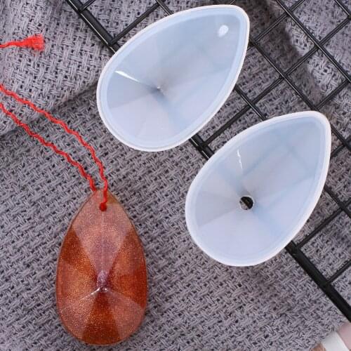 DIY Epoxy Jewelry Three-dimensional Crystal Faceted Water Drop Pendant Mold Perforated Resin Silicone Handmade Jewelry
