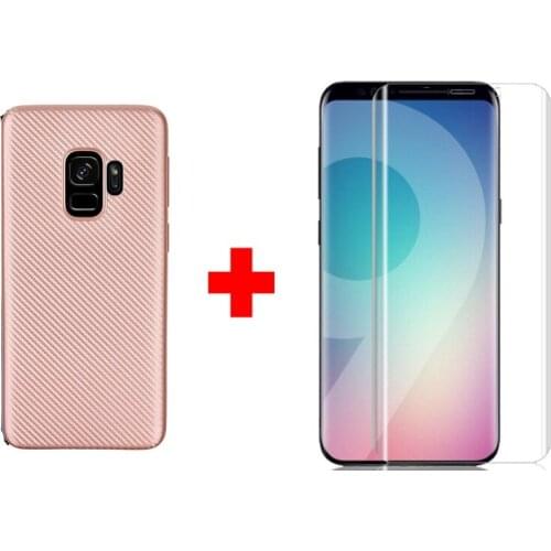 For Samsung Galaxy A8/7/6 2018 Case Silicone Soft TPU Cover and Curved Tempered Glass For Samsung Galaxy S9 S8 plus A8 2018 Plus