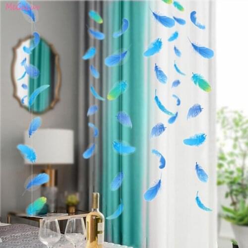 Elegant Blue White Feather Garlands Hanging Garlands Pastel Bunting Banner For Wedding Engagement Party Girls Room Decoration