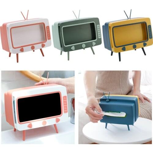 TV Shape Dispenser Storage Napkin Case Organizer Ornament Craft TV Model Tissue Box Desktop Paper Holder