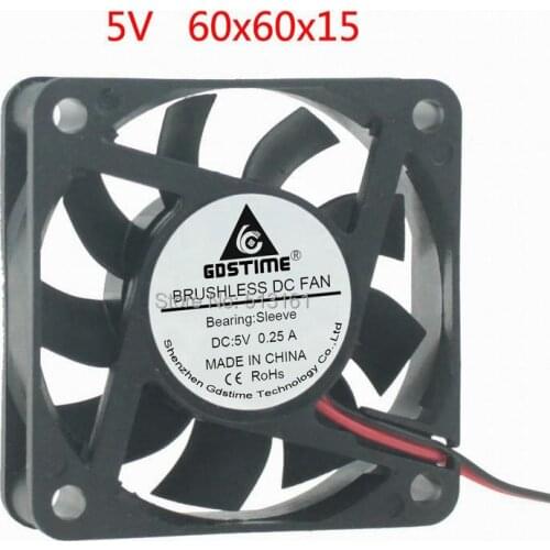 Gdstime 60x60x15mm DC 5V 2Pin 6015 6cm 60mm Computer PC CPU Cooling Cooler Fan