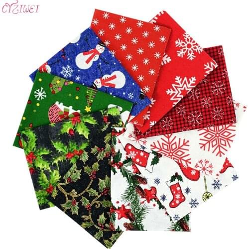 10pcs Christmas Printed Cotton Fabric Sewing Quilting Patchwork Cloth For DIY Handmade Accessories Christmas Home Decorations