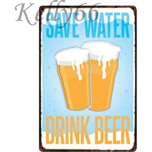 [ Kelly66 ] Save Water Drink Beer Vintage Metal Sign Tin Poster Home Decor Pub Wall Art Painting 20*30 CM Size y-1403