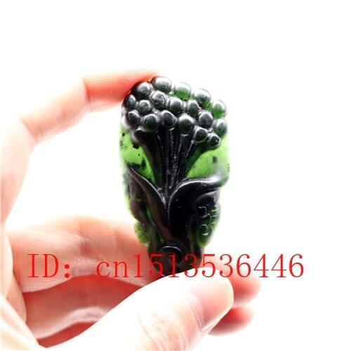 Chinese Black Green Jade Magnolia Pendant Natural Hand Carving Necklace Fashion Amulet Luck Gifts Men Sweater Chain Free rope