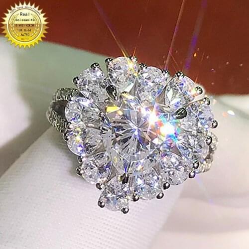 14K White Gold Ring DVVS Moissanite Diamonds 1 2 3 4 5 Carat Heart Wedding Party Engagement Anniversary Ring