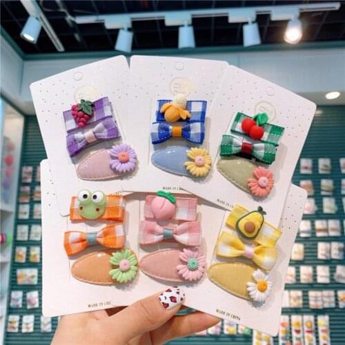 3 Piece Korean Fruit Shape Hair Pins For Girls Small Floral Hair Accessories Baby Clips Children Hair Styling Tools Barrettes