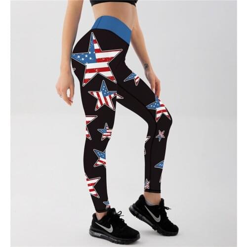 Sport Leggings Women Stars 3D Printed High Waist Yoga Pant Girls Gym Workout Leggins Elastic Running Tights Slim Trousers Female
