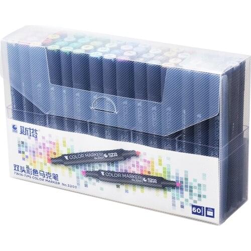 12/24/36/48/60 Colors Art Markers Manga Drawing Oily Alcohol Based Sketch Marker Pen Dual Head Brush Pens Art Supplies