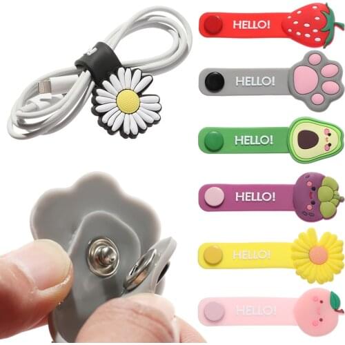 Cute Fruit Flower Cable Winder Cable Organizer Winder Wire Holder Marker Holder Cover Management Tape For iPhone Samsung Xiaomi