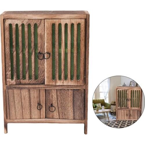 1:12 Dollhouse Miniature Wooden Furniture Kitchen Cabinets Wardrobe Shelf