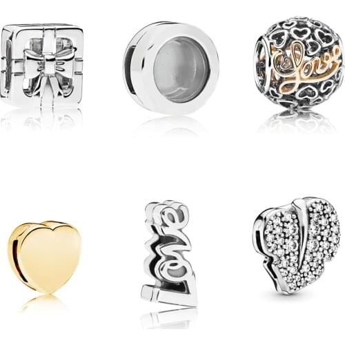 Fashion High Quality S925 Sterling Silver 1:1 Reflective Small Box Gift Clip Love Clip Charm Lady Jewelry Gift Free Shipping