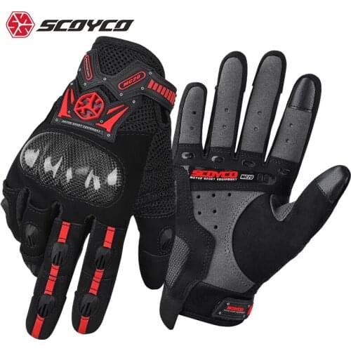 SCOYCO Motorcycle Gloves Genuine Cow Leather Moto Gloves Touch Screen Waterproof Motocross Gloves Winter Motorbike Riding Gloves