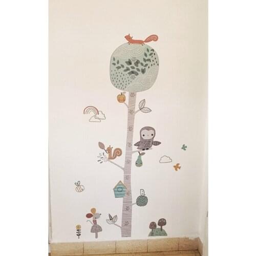 Cartoon Height Measure Wall Stickers Home Decor Nursery Decoration Kids Rooms Decals Living Room Background Sticker