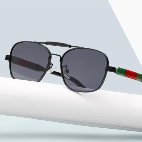 2021 new Men Vintage Gradient Brand Design Sun Glasses Fashion Cool Square Pilot Style Double Beam Sunglasses Oculos De Sol