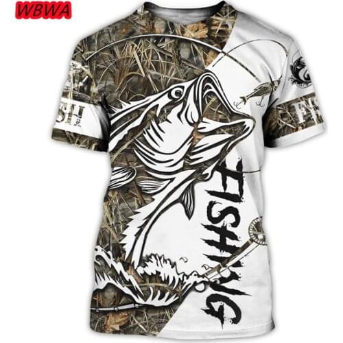 WBWA 2021 Spring New Popular 3D Printing Fishing Pattern Fish Printing Mens Fashion T-shirt Printing Casual Mens T-shirt
