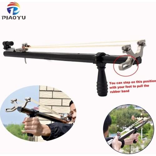 New Black Telescopic Slingshot Alloy Long Rod + Stainless Steel Bow Head Powerful Outdoor Hunting Shooting Catapult Set