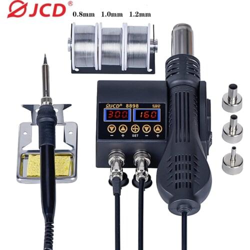 JCD 750W Digital Display 2 IN 1 Soldering Rework Station Hot Air Gun With Soldering Iron Welding Repair Tool Heat Gun 8898