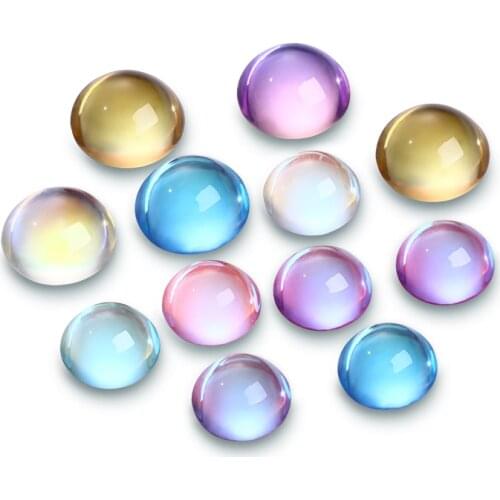 8-14mm Transparent Iridescent Hemispherical Round Rhinestones Jewelry Making Flatback Smooth K9 Glass Crystal for Clothes Bags