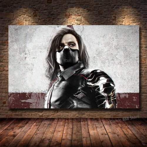 Winter Soldier Gray Anime Style Canvas Painting Marvel Classic Movie Creative Poster Interior Decoration Painting Wall Art