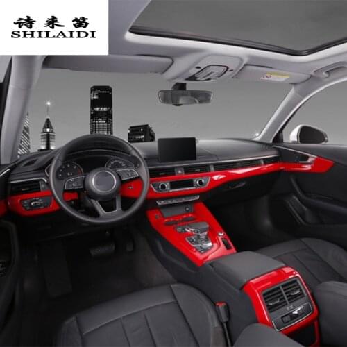 Car Styling For Audi A4 B9 A5 Central control Gear Shift Panel Gears Handrest Water cup Cover Stickers Interior Auto Accessories