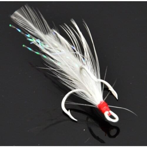 10pcs/box 1/2/4/6/8/10/12/14# ST-41 3X Origin high carbon feather attach triple hooks 3 anchors treble hooks fishing hook winter