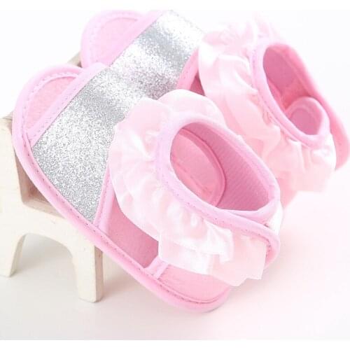 Baby girl shoes breathable first walker lace non-slip casual color matching sequins fashion baby shoes