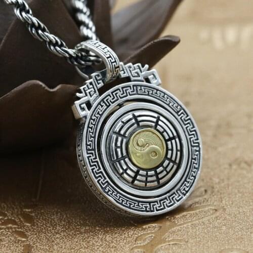 Manufacturers Wholesale S925 Sterling Silver Jewelry Gossip Turn Pendant Thai Silver Retro Men And Women Transfer Pendant