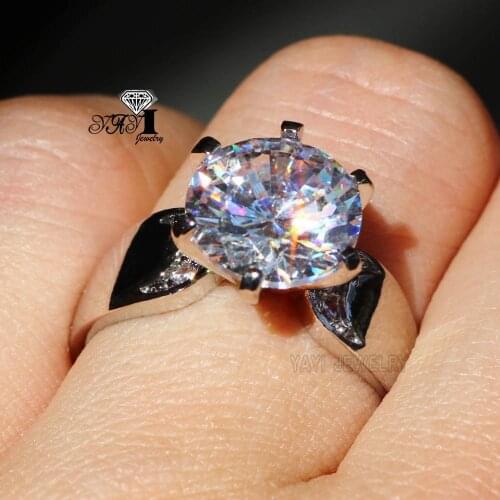 YaYI Jewelry Fashion Princess Cut Huge 3.4CT White Zircon Silver Color Engagement Gift Wedding Lovers Party Rings