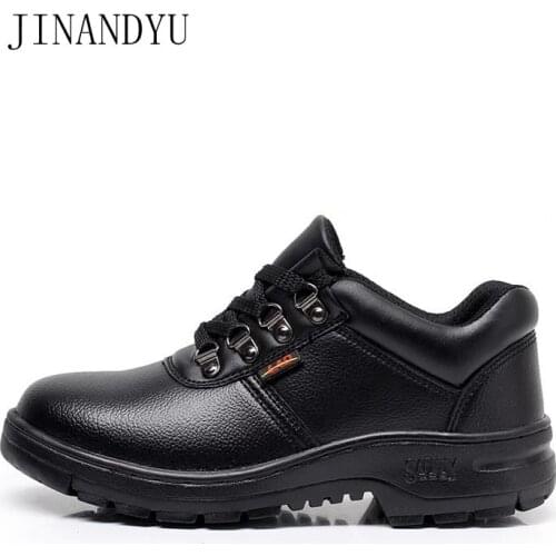 Protective Mens Shoes Genuine Leather Puncture Proof Indestructible Steel Toe Cap Black Work Safety Boots for Men Work Footwear