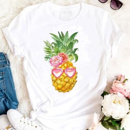 Women Summer Love Beach Trend Holiday Pineapple Cartoon Clothes Tshirts Fashion Stylish T Top Lady Print 2021 Tee T-Shirt