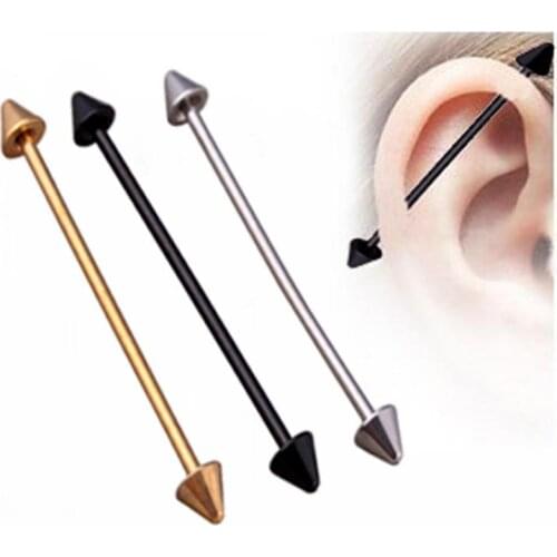 Earrings Earrings 2021 Trend Fashion Sharp Pointed Cone Dumbbell Hypoallergenic Steel Female Earrings/long Ear Bone Studs