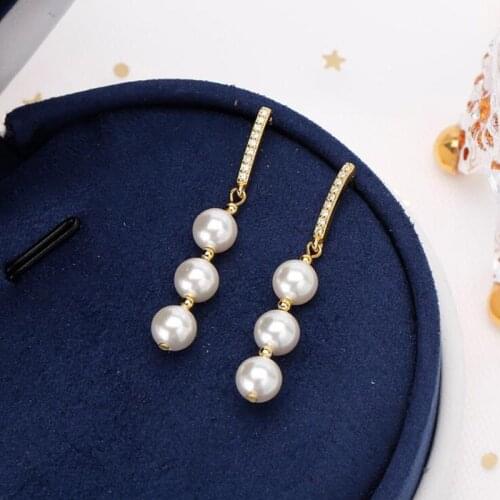 Elegant Trendy Natural Freshwater Pearl Drop Earrings For Women Statement Cubic Zircon Gold Earring Party Gifts Fashion Jewelry
