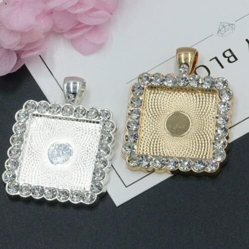 10pcs/lot Square 25mm fine decorative pattern with diamond bottom support full of diamond diy alloy accessories base