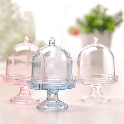12Pcs/Lot Plastic Candy Box Mini Cake Stand Cupcake Box Wedding Favor Party Baby Shower Birthday Decoration Gift for Kids