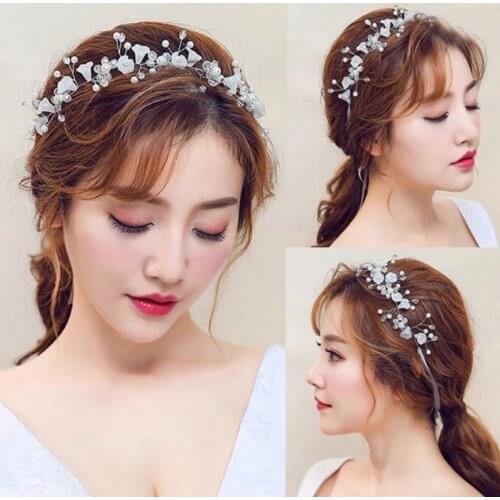 2021 Fashion Western Wedding Headdress For Bride Handmade Wedding Crystal Pearl Hair Accessories Rhinestone Hairpin Headban
