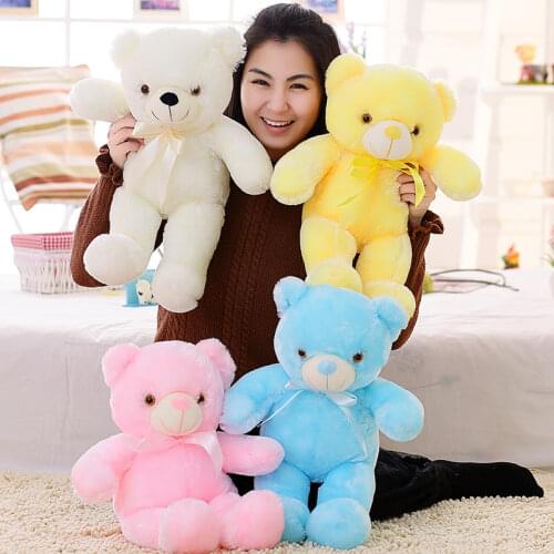 30cm Light Bear Plush Teddy Bear Plush LED Stuffed Animals Soft Toys Light Colorful Glowing Christmas Gift for Kid Plush Pillow