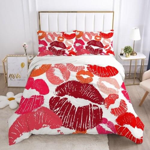 3D Luxury Bedding Sets Comforter/Blanket/Quilt/duvet Cover Set Pillowcases Queen/King/Europe/Russia Size Red Kiss