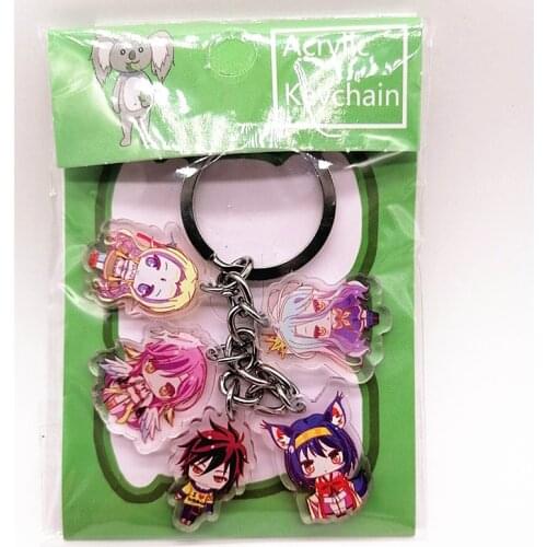 Anime Acrylic Keychain NO GAME NO LIFE Two Side Print Car Key Chain Cartoon Figure Holder Best Friend Keyring Gift