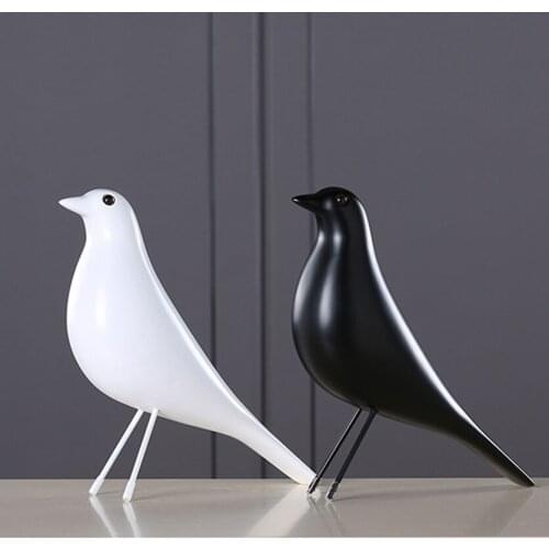 Home Decoration Accessories Nordic Black White Bird Resin Handmade Ornaments Pigeons Creative Modern Home Interior Hogar