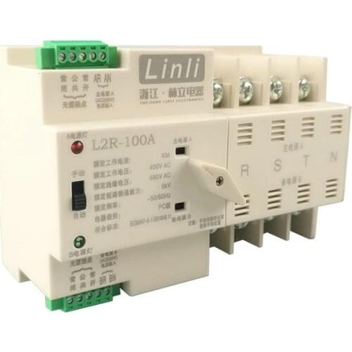 Mini PC Class Automatic Transfer Switch 2P 3P 4P 32A/63A/100A Electrical Din Rail Mount Dual Power Transfer Switch ATS