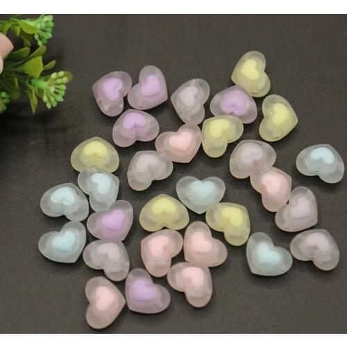 15pcs/Lot 17mm Acrylic Spaced Beads Transparent Heart Shape Beads For Jewelry Making DIY Necklace Accessories