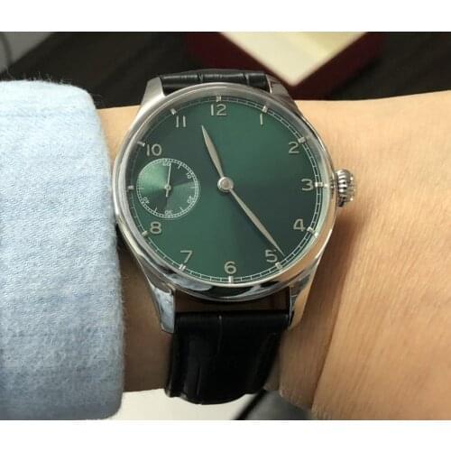 New Sapphire crystal or mineral glass 41mm green dial Asian 6497 movement Mens watch Mechanical watches Pilot watch GR03-21