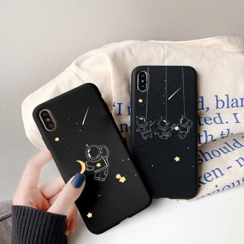 Cartoon Astronaut Moon Stars Phone Case For iPhone 12 11 Pro Max 6s 7 8 Plus SE 2020 X XR XS Max Soft Silicone Cute Back Cover