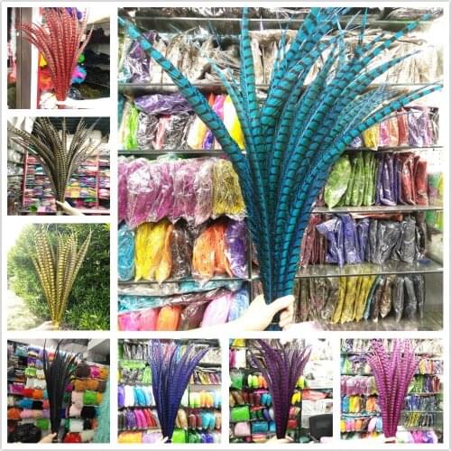 Wholesale 10/50/100pcs Beautiful Natural Copper Tail Chicken Feathers 70-80cm/28-32inches Stage Performances Decoration