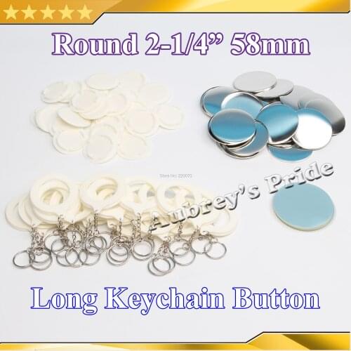 Long Chain 2-1/4" 58mm 100 Sets KeyChain Badge Button Supply Materials for NEW Professional Badge Button Maker