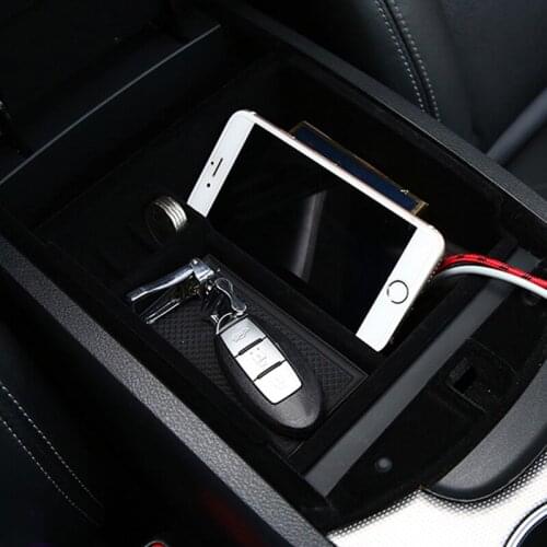 For Infiniti Q50 2013-2020 Black Interior Central Console Armrest Storage Box Glove Organizer Tray Car Accessories