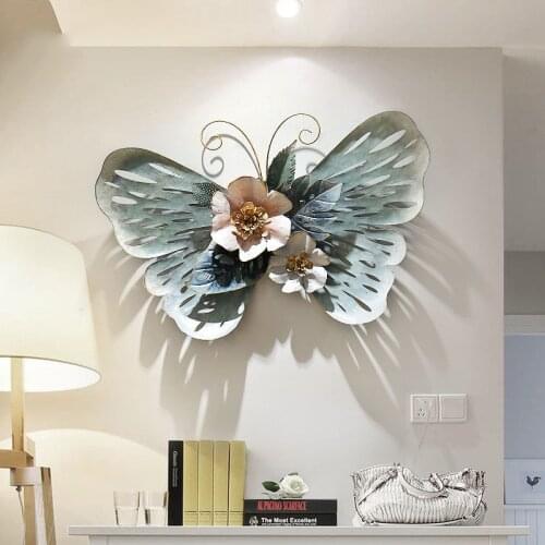 Europe Wrought Iron Wall Butterfly Craft Decoration Metal Ornament Restaurant Hotel Home Sofa Background Wall Murals Accessories