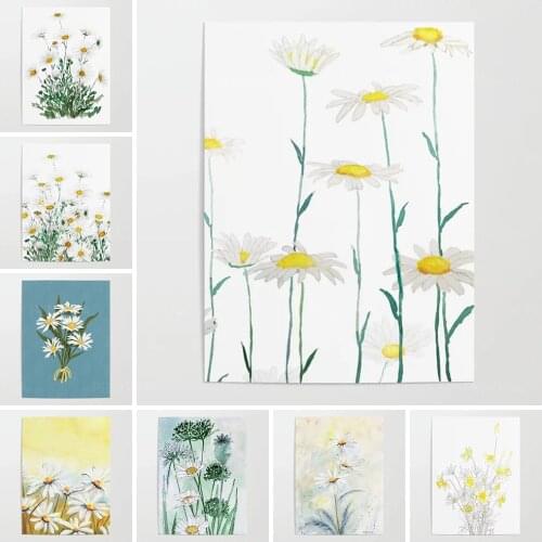 Canvas Hd Prints Pictures Wall Art Painting Home Decoration Modular Margaret Daisy Watercolor Poster For Living Room No Frame