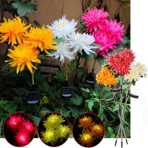 Chrysanthemum Solar Light LED Lamp Outdoor Garden Simulation Flower Lawn Light Plug-In Garden Land Lamp Light Garden Decor